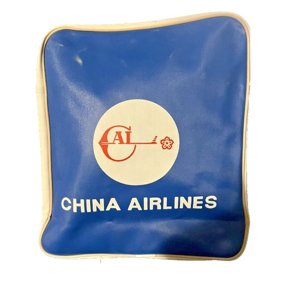 Vintage 60s 70s China Airlines of Taiwan CAL Vinyl Carry-On Travel Bag NR - Picture 4 of 7